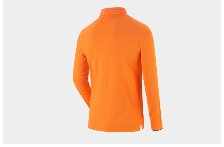 定做春秋翻领高端印logo商务装纯棉长袖polo衫广告绣花工作服